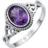 mantraroma Anello da donna in argento 925 con ametista sfaccettata, pietra preziosa viola insolita e giocosa
