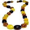 Laboratorio Italiano del Gioiello Collana in vera Ambra Baltica Naturale per Adulti Donna Pietre Tonde Piatte Color Cognac Limone Ciliegia Bianco venduta in Confezione Regalo (50cm 25gr)