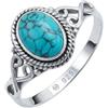 mantraroma Anello in argento 925 da donna con pietra preziosa turchese, insolito e giocoso