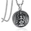 Bandmax Collana Uomo Satanica Con Croce di Leviathan, Argento Baphomet Acciaio Con Diavolo Satana, 55+5 cm Catena Lucifero, Gioielli per Rapper Rock Hip Hop Punk