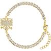 D'origine Albania Bracciale con Aquila Albanese, Zirconi e Catena - Gioiello da Donna, 16 cm, Ottone