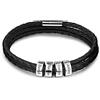 OTXIXTO Bracciale in Pelle da Uomo con Personalizzato Anelli di Nome Fibbia Magnetica Dono del Braccialetto ID per Lui papà Ragazzo Nonno Marito S4