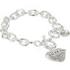 GUESS Bracciale da donna in argento con ciondolo a forma di cuore, taglia unica, cristallo, 7,5 pollici, vetro