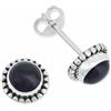 mantraroma orecchini a bottone in argento 925 con onice e pietra nera, orecchini con pietre preziose in vero argento sterling da donna, regalo