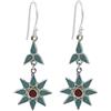 Tibetan Silver Orecchini Pendenti Boho Tibetani Artigianali da Donna con Argento Sterling 925 Placcato, Intarsi in Turchese e Corallo Compressed, Orecchini Etnici a Goccia