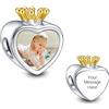 NINGAN 925 argento sterling personalizzato Perline Charm Baby Cuore Corona per le donne Bracciale Collana Regali di gioielli fai da te