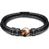 INBLUE Bracciale Uomo Personalizzata con Nome Incisione in Pelle e Acciaio Coppia Bracciali Regalo di Compleanno per Papa Amico Regali del Padre