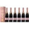 VINADDICT Set di 6 Champagne Moët & Chandon Rosato Imperiale Con Astucci, 750 millilitri