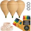 EVERGIFT Trottola in legno per bambini, confezione da 3 pezzi + 12 cere colorate + 3 rondelle | fatto a mano in Spagna con punta rotonda.