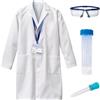 UNGLINGA Camice da laboratorio per bambini, ragazzi e ragazze, costume da dottore e scienziato, con occhiali scientifici, carta d'identità e provetta per Halloween e giochi di ruolo (XL)