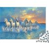 ULASBLLDJ Cavalli Bianchi Corsa Oceano Puzzle 1000 Pezzi Carta Puzzle per Adulti Rilassante Decorazione Regalo Casa 52x38cm/1000pcs