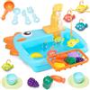 Nukdey Lavandino Giocattolo con Acqua, Lavello per Bambini, Sistemi Automatici di Circolazione Dell'acquacon, Mini Lavastoviglie con Gioco di Pesca, Frutta e Verdura, Giocattoli di Ruolo per Ragazzi Ragazze