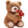 Generico Peluche Orso Bouquet Di Rose Abbracciante Da 30 cm/38 cm, Adorabile Orso Di Natale Peluche Morbido Plush Regalo Per La Fidanzata Compleanno San Valentine