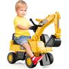 GYMAX Escavatore da Sedile per Bambini, Escavatore Cavalcabile con Pala Regolabile, clacson e Spazio di Archiviazione, Veicolo Cavalcabile per Bambini 1-3 Anni
