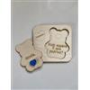 Generico Regalo madrina/padrino battesimo in legno personalizzati con nomi- regalo personalizzato - nascita- battesimo- bambini- bomboniere 10cmx10cm (Blu)