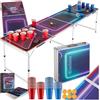 tectake® Tavolo da Beer Pong Regolabile, Pieghevole, LED 3 modalità, MDF Robusto, Telaio Alluminio, Stampa Elegante, 100 Bicchieri, 6 Palline, Gioco di Carte Alcolico Incluso, Antiscivolo