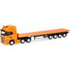 herpa Modellino Camion Iveco S-Way 6x2 autocarro a pianale ribassato, Miniatura in scala 1:87, pezzo da collezione, Made in Germany, plastica, colore: arancione municipale