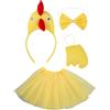 Generico Costume Da Gallina,Costume per Bambini da Pollo | Divertenti Con Farfallino E Abito Per Feste A Tema Di Halloween E Ringraziamento