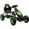 HOMCOM Go Kart a Pedali per Bambini 5-12 Anni con Sedile Regolabile, 50 kg Portata, Veicolo a Pedali per Bambini con Marcia, Avanti, Retromarcia, Freno a Mano e Ruote in EVA Antiscivolo, Verde e Nero