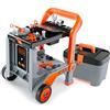 Smoby- Black & Decker Carrello Trio, 7600360202, + 3 Anni, 19 Accessori, 3 in 1