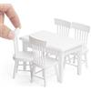 Odoria 1/12 Miniatura Tavolo di Legno Bianco con 4 Sedie Accessori per Mobili di Casa Delle Bambole