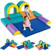 COSTWAY Set di 10 Blocchi da Arrampicata in Schiuma, Palestra da Gioco in Morbida Pelle Sintetica, Strutture Leggere per Scalare, Arrampicarsi, Scivolare, per Bambini 1+ Anno (Verde)