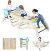 COSTWAY 7 in 1 Set da Arrampicata per Bambini, Giochi da Arrampicata con Scivolo, Scala e Arco, Set Montessori in Legno con Gioco del Labirinto, Pieghevole, 1 Anni + (Marinaio 3 pezzi, Macaron)