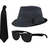 I LOVE FANCY DRESS LTD Set da 3 pezzi Brothers of Blues = di ILOVEFANCYDRESS®, cappello in feltro con diametro di 58 cm, occhiali da sole neri e cravatta nera