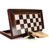 Yenigün Eleganza classica Backgammon XXL Tavla - Gioco di società di alta qualità, lucidato a mano con finitura lucida e chiusura magnetica, 50 x 50 cm, con mattoncini e dadi, eleganza orientale