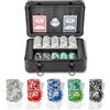 RELAX4LIFE Set Poker 500/300 Pezzi con Custodia in Alluminio Rigido, Include Carte, Dadi, Tessuto da Gioco e Pulsante Dealer,Per Serate Poker, Blackjack (Nero - Gettoni Pesi Standard, 300 Gettoni)
