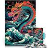 LKASGCBY Puzzle da 1000 pezzi per adolescenti Onda del drago giapponese Gioco intellettuale giocattolo Gioco educativo per compleanno e Natale 75x50cm
