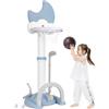 COSTWAY 4 in 1 Canestro da Basket per Bambini, Centro di Attività Sportiva Regolabile con Basket Calcio Golf e Gioco del Lancio dell'Anello, per Interno ed Esterno, 3 Anni+ (Blu)