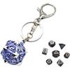 YlobdolY Mini set di dadi DND in metallo con drago volante cavo D20 portachiavi custodia per dadi antichi piccoli dadi in metallo set di dadi D & D portatile 7 pz set di dadi argento blu