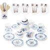 Odoria 1/12 Servizio da Tè Porcellana 15Pzs Miniaturas Accessori Casa Bambole con 16Pzs Piatti Posate e Utensili Cucina Miniatura, Petali Blu
