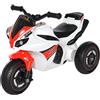 HOMCOM Moto Giocattolo a 3 Ruote per Bambini 18-36 Mesi, Motocicletta Cavalcabile Stile Polizia con Musica e Fari Senza Pedali in PP e Metallo Bianco e Rosso