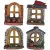 Cabilock 4 Pz Micro Ornamento Paesaggistico Finestra di Casa in Miniatura Modello di Arte Dell'albero del Giardino Scultura Albero Fai da Te Porta Fatata Resina Sintetica Suite