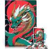 AITEXI puzzle 1000 pezzi per adulti Illustrazione del drago verde Gioco di famiglia antistress sfida difficile Migliorare l'amore tra le coppie 75x50cm