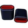 PrimoGames Set di 2 bicchieri cubi in ecopelle, colore nero/rosso, con rivestimento interno in feltro, per giochi a cubetti, backgammon, in feltro shaker P-16213