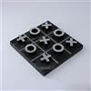 Generico La Maison Store Gioco da Tavola Tris in Marmo Nero, Base in Cristallo Acrilico, 15x15 cm, Unisex Adulto, Pedine X e O in Contrasto