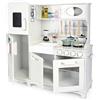Leomark Cucina in legno per bambini Biano con tanti funzioni, Ideale giocattolo per avventure culinarie creative, Impara gioccando per futuri chef Dimensioni: 92 x 29,5 x 102 cm