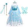 CinheyU Carnevale Costumi per Bambine Frozen Elsa Principessa Compleanno Abiti a Maniche Lunghe Ragazze Natale Halloween Cosplay Cerimonia Festa Tulle Vestito con Accessori 6-7 anni