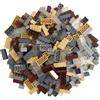 Q-Bricks Scatola Building Mix da 300 mattoncini nei colori grigio chiaro, grigio pietra, grigio scuro, trasparente, avorio e noce e nei formati 2X4, 1X4, 2X2, 1X2 e 1X1, 1X12, 1X8, 2X8 e 2X3.
