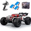 Ledovan 1:16, 50 km/h, auto radiocomandata per adulti, motore a spazzole di carbonio 4WD, auto RC ad alta velocità, Monster Truck impermeabile, 2,4 GHz, All Terrain Offroad, 3 batterie (rosso)