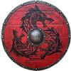 HIGHBIX Scudo medievale dei vichinghi per adulti, 61 cm, realizzato a mano, in legno naturale e ferro, per Halloween, guerriero, cosplay, colore rosso scuro