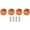 TREETDOBV 4 Pezzi 7mm Mozzi Ruota Esagonali in Lega di Alluminio RC, Aggiornamento Adattatore Mozzo Esagonale Adattatore Ruota Esagonale RC Professionale per FMS FCX24 1/24 RC Auto, Parti di Auto Modello(Oro)