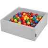 KiddyMoon 90X30cm/200 Palline ∅ 7CM Quadrato Piscina di Palline Colorate per Bambini Fabbricato in EU, Grigio Ch:Giallo/Verde/Blu/Rosso/Arancione