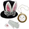 Generico Set di Accessori per Costume da Coniglio Bianco,Orecchie di Lepre Cappello Morbido Naso da Coniglio Guanti con Orologio - 4 Pezzi Accessori Per Cosplay Feste Del Tè Pasqua Halloween Eventi Di Ruolo