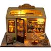 ELPHNUTSEY Casetta delle bambole fai da te, kit in miniatura per adulti con illuminazione a LED, puzzle 3D e fermalibri - Set creativo per la decorazione di scaffali