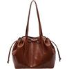 CORIOS Elegante Borsa a Mano da Donna in PU Pelle Borsa a Tracolla con Fiocco Borse Secchiello con Coulisse Grande Capacità Borse a Spalla Lavoro Shopping Viaggio Tote Marrone