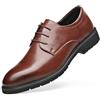 Ninepointninetynine Scarpe Eleganti Oxford da Uomo Scarpe Derby in Pelle con Punta Tonda e Stringate Suola in Gomma Tacco Basso e Tacco Largo Antiscivolo Classico (Color : Marrone, Size : 39 EU)